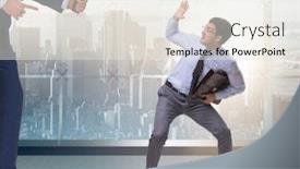  Presentation with bad - Slide set consisting of bad angry boss threatening employee with hammer background and a sky blue colored foreground