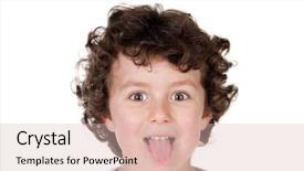  Presentation with tongue - PPT theme with kid sticking out tongue isolated background and a lemonade colored foreground