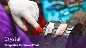  Presentation with brake - PPT theme having bad brake pads on vice tool background and a violet colored foreground