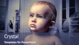  Presentation with angry child - Slides having bad children - angry child in a house background and a ocean colored foreground