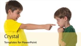  Presentation with bad - Presentation design featuring bad children - child arguing background and a yellow colored foreground