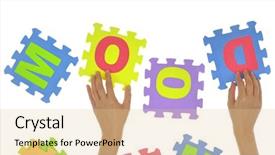  Presentation with hands and word volunteer - Amazing presentation theme having bad children - hands forming word mood backdrop and a  colored foreground