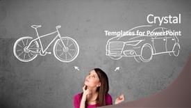  Presentation with decision - Slides consisting of bad choice - pretty young woman taking background and a gray colored foreground