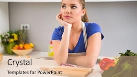  Presentation with young grey maine coon cat - Amazing PPT layouts having bad choice - thinking young woman wondering what backdrop and a lemonade colored foreground