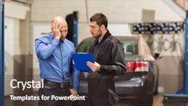  Presentation with mechanic car service repair maintenance - Colorful presentation theme enhanced with bad client - auto service repair maintenance backdrop and a tawny brown colored foreground