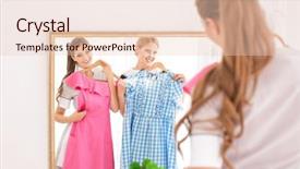  Presentation with room - Colorful PPT layouts enhanced with bad client - beautiful chambermaids trying dresses backdrop and a  colored foreground