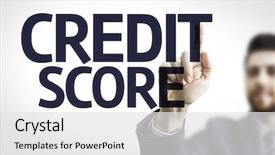  Presentation with credit score - Cool new presentation theme with bad client - business man pointing to transparent backdrop and a white colored foreground