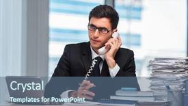  Presentation with talking on phone - Audience pleasing slides consisting of bad client - young businessman talking backdrop and a  colored foreground