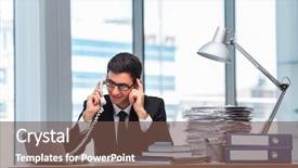  Presentation with phone - Presentation having bad client - young businessman talking background and a  colored foreground