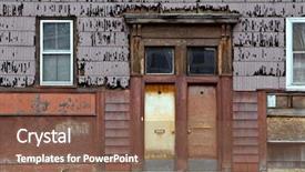  Presentation with house building - Amazing PPT theme having bad condominium - house decay abandoned apartment building backdrop and a violet colored foreground