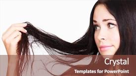  Presentation with real woman hair texture human - Amazing PPT theme having end days - brunette woman is not happy backdrop and a tawny brown colored foreground