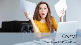  Presentation with bills - PPT layouts enhanced with bad debt - amazed woman sitting background and a light blue colored foreground