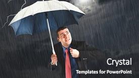  Presentation with storm - Slide set with bad debt - businessman holding an umbrella background and a dark gray colored foreground