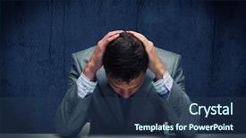  Presentation with depressed - Beautiful presentation theme featuring bad debt - depressed tired businessman with hands backdrop and a ocean colored foreground