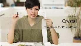  Presentation with race - Colorful presentation design enhanced with bad debt - mixed race young female agonizing backdrop and a coral colored foreground