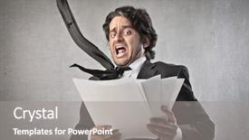  Presentation with helping seniors documents - Audience pleasing PPT layouts consisting of bad debt - scared businessman reading some documents backdrop and a gray colored foreground