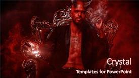  Presentation with horror movie - PPT theme having bad demon in his throne background and a wine colored foreground