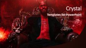  Presentation with horror movie - Slides consisting of bad demon in his throne background and a tawny brown colored foreground