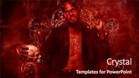  Presentation with horror movie - PPT theme with bad demon in his throne background and a wine colored foreground