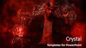  Presentation with horror movie - Presentation theme having bad demon in his throne background and a wine colored foreground