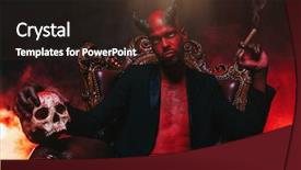 Presentation with horror movie - PPT theme with bad demon in his throne background and a wine colored foreground