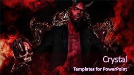  Presentation with horror movie - Beautiful slides featuring bad demon in his throne backdrop and a wine colored foreground