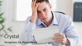  Presentation with bad - Audience pleasing presentation theme consisting of bad employee - close up of young businessman backdrop and a light gray colored foreground