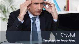  Presentation with stressed - Theme having bad employee - stressed businessman sat at desk background and a tawny brown colored foreground