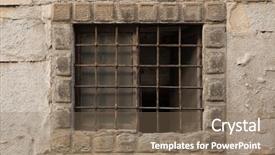  Presentation with renaissance - Audience pleasing PPT layouts consisting of bad facility - renaissance barred window in bergamo backdrop and a violet colored foreground