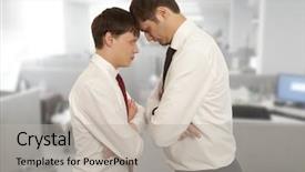 Presentation with business competition - Audience pleasing PPT theme consisting of bad fellow - business competition conflict concept two backdrop and a  colored foreground