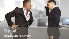  Presentation with business competition - Colorful presentation theme enhanced with bad fellow - business competition conflict concept two backdrop and a gray colored foreground