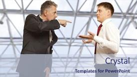 Presentation with business competition - Presentation design consisting of bad fellow - business competition conflict concept two background and a sky blue colored foreground