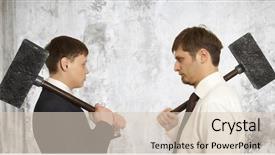  Presentation with conflict - Presentation design having bad fellow - business conflict concept two businessman background and a lemonade colored foreground
