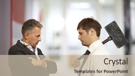  Presentation with conflict - Slides having bad fellow - business conflict concept two businessman background and a soft green colored foreground