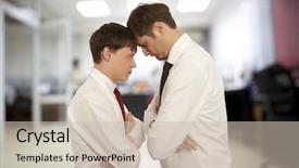  Presentation with office life - Slides with bad fellow - office life business competition conflict background and a soft green colored foreground