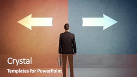  Presentation with salesman - Presentation theme having bad future - salesman in doubt standing background and a red colored foreground