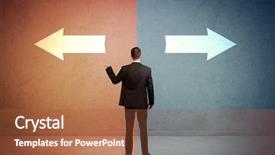  Presentation with salesman - Colorful PPT layouts enhanced with bad future - salesman in doubt standing backdrop and a red colored foreground