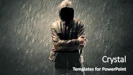  Presentation with faceless - Slide set with bad guy - dangerous unrecognizable faceless criminal standing background and a dark gray colored foreground