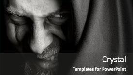  Presentation with evil - Slides having bad guy - evil sinister man with malefic background and a dark gray colored foreground