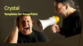  Presentation with old wite man and his music - Colorful slide set enhanced with bad guy - infuriated man yelling backdrop and a  colored foreground