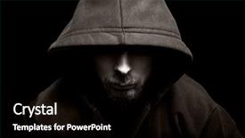  Presentation with evil - Cool new PPT theme with bad guy - scary evil man with hood backdrop and a black colored foreground
