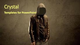  Presentation with faceless - PPT theme consisting of bad guy - suspicious faceless mature male background and a tawny brown colored foreground