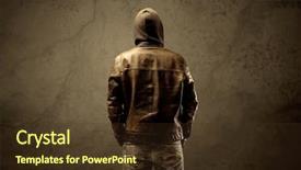  Presentation with faceless - Slide deck having bad guy - suspicious faceless mature male background and a tawny brown colored foreground