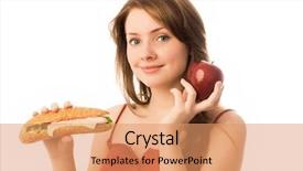  Presentation with bad apple - Slides with bad habit - beautiful young woman choosing background and a coral colored foreground