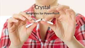  Presentation with cigarette - Beautiful slides featuring bad habit - female in red shirt breaks backdrop and a coral colored foreground