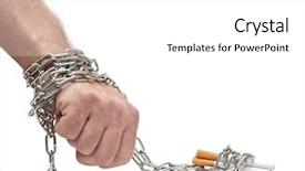  Presentation with cigarettes - Presentation theme with bad habit - hand chained to cigarettes slavish background and a  colored foreground