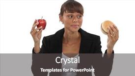  Presentation with love between man and woman - Audience pleasing PPT theme consisting of bad habit - woman choosing between burger backdrop and a dark gray colored foreground