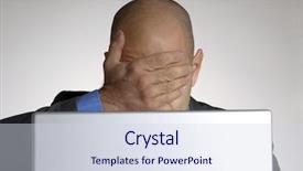  Presentation with stressed - Colorful PPT layouts enhanced with bad investment - stressed and confused bald head backdrop and a sky blue colored foreground