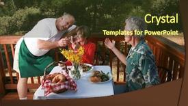  Presentation with customers - Audience pleasing slides consisting of bad joke - waiter openly flirts backdrop and a tawny brown colored foreground
