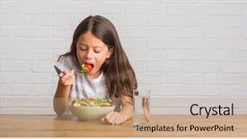  Presentation with healthy eating - Slides featuring bad kids - young hispanic kid sitting background and a coral colored foreground